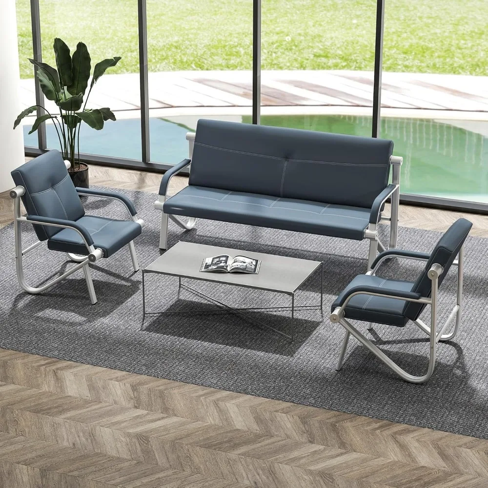 

Стулья для зала ожидания из искусственной кожи — 5-местные офисные стулья для приема гостей с металлическим каркасом и мягкими подлокотниками, конференц-связь