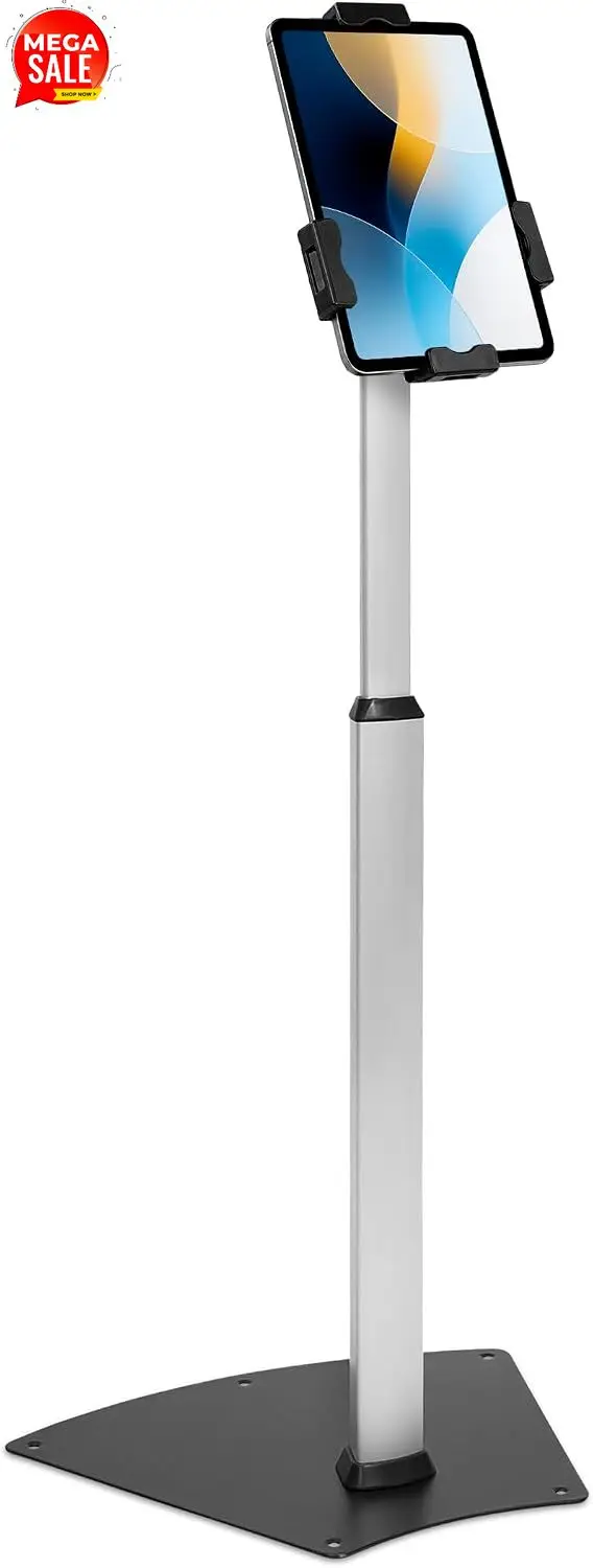Anti-Theft Universal iPad & Samsung Tablet Floor Stand Kiosk, Locking Clamp, Height Adjustable 24.8