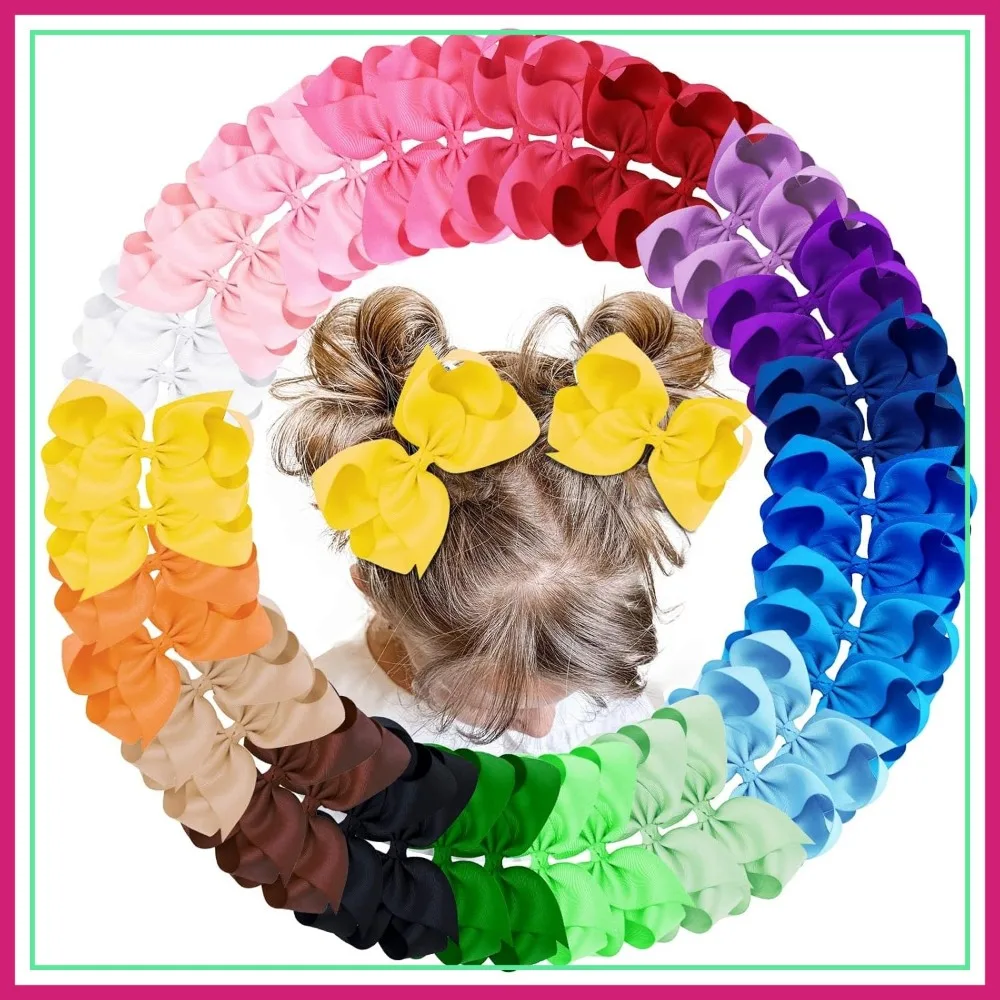 

40 Pcs 4.5 Inch Hair Bows Clips Grosgrain Ribbon Alligator Clips Barrettes Hair Accessories for Girls