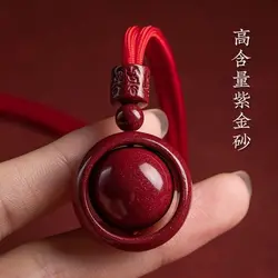Cinnabar Authentic Transit Bead Pendant for Men and Women with High Content Purple Gold Sand Birthyear Necklace As A Couple Gift