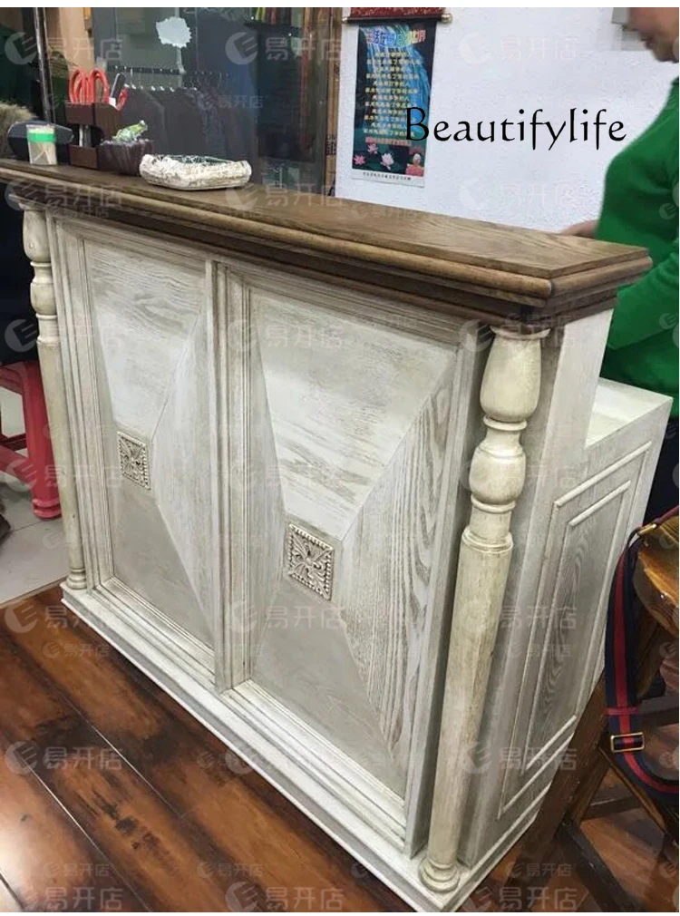 

Curved corner retro old checkout page medieval small front desk jewelry store designer model