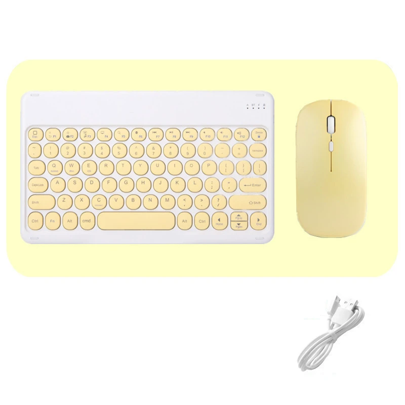 Teclado sem fio e mouse combos conjunto redondo bluetooth hebraico espanhol coreano para ios ipad android windows telefone tablet