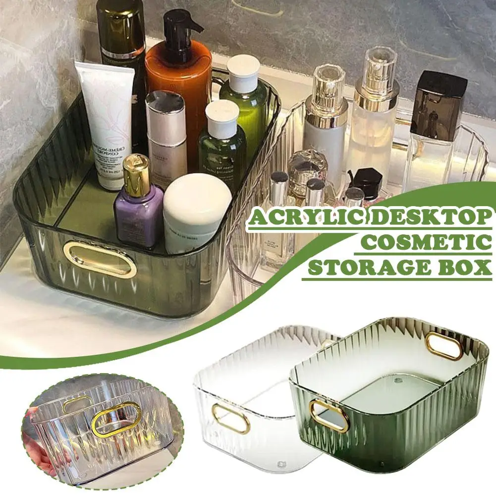 Desk Storage Box Lid PET Desktop Cosmetics Storage Box Rack Mask Cosmetics Table Sorting Basket Organizer Storage Tea Lipst R2Z8