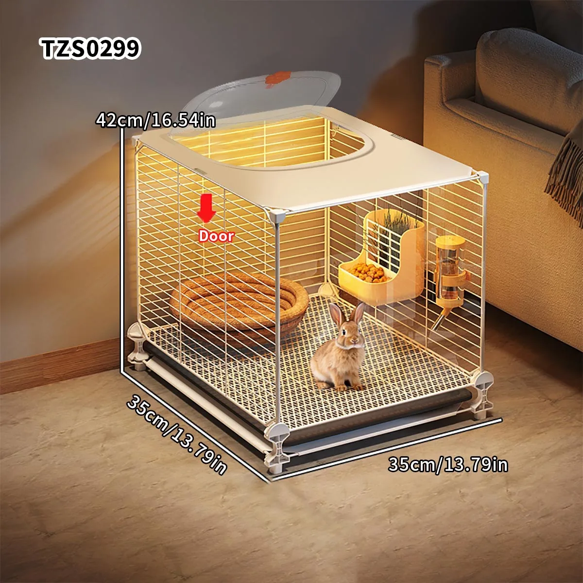 قفص أرنب شفاف قابل للإزالة مع صينية تنظيف كبيرة منزلية داخلية قفص حيوانات صغير عش خنزير غينيا قفص خنزير غينيا #6
