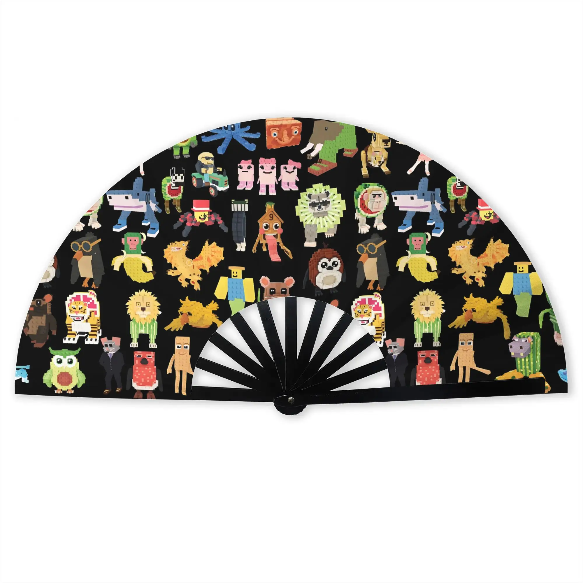 Customized Rock Italian Brainrot Cartoon Portable Pocket Fan Camping  Polyester Folding Fan Chinese Dance Handheld Cooling Fans