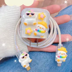 Cute 3D Cartoon Duck Charger Protector For Apple iPad iPhone 11 16 15 13 18W 20W US Original Soft Silicone Fast Charging Case