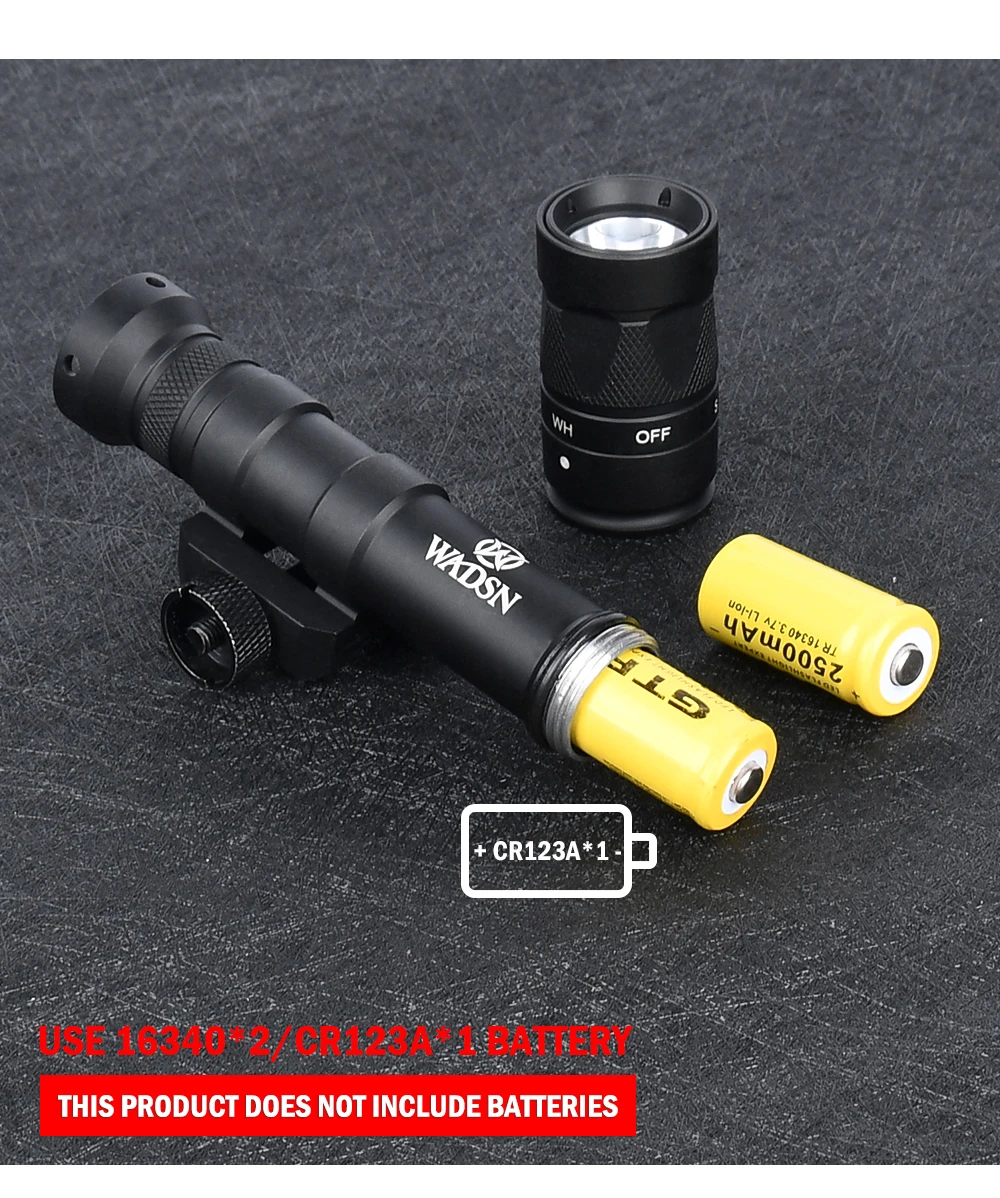 WADSN Tactical Metal M300W Strobe Flashlight M600W Scout Light Hunting Weapon Spotlight Momentary Pressure Switch Fit 20mm Rail