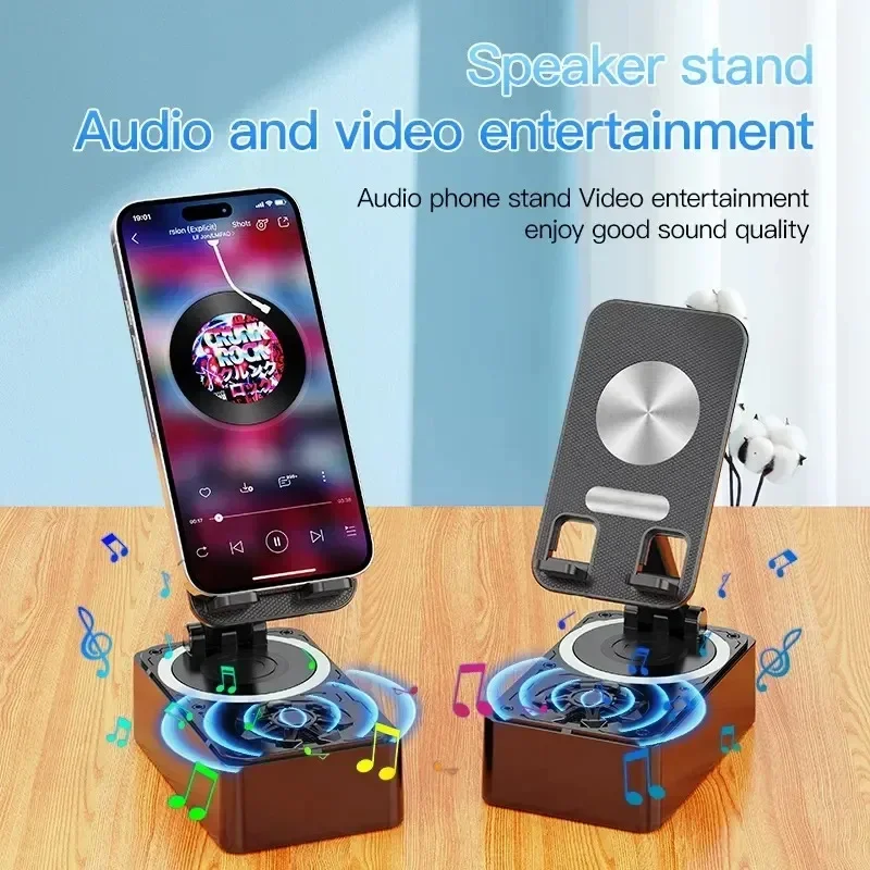 New Bluetooth Speaker with Cell Phone Holder Stand Adjustable Desktop Live Lazy Tablet Bracket Support Portable Wireless Speaker