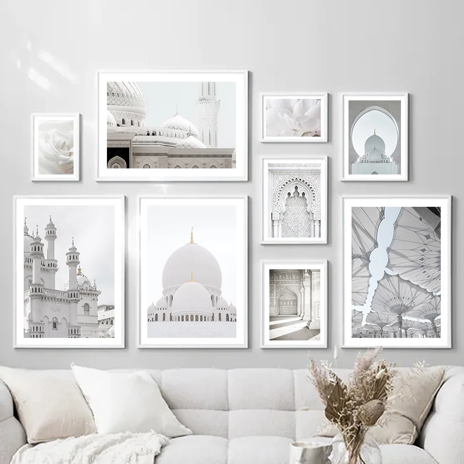 

Islamic Mosque Tower Morocco Door Flower Wall Art Canvas Painting Nordic Posters And Prints Wall Pictures For Living Room Decor