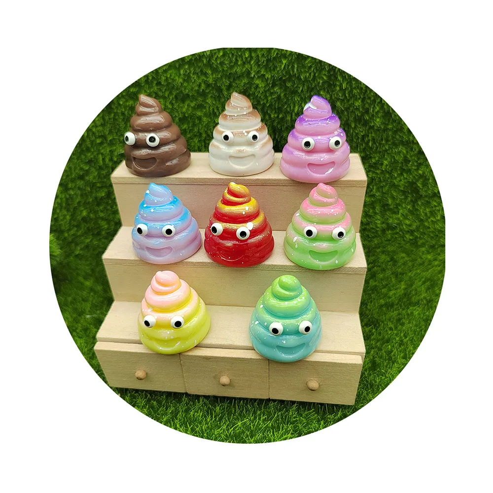 Resin Cute Rainbow Fun Poop Flat Back Cabochons For Hairpin Scrapbooking DIY Jewelry Craft Decoration Accessories