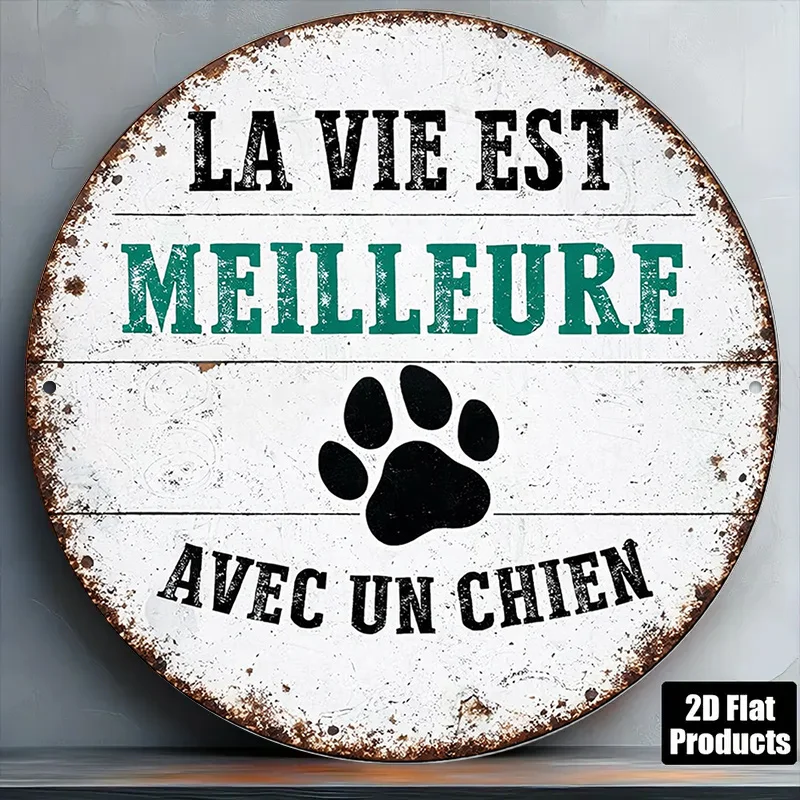 2D Flat, 1pc 8x8in/20x20cm 2D Flat Round Sign, Vintage 