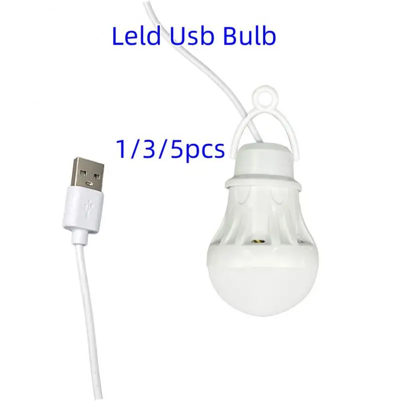 USB LED Light Bulb Portable Camping Light 5V Power Book Light Mini Light Bulb Student Study Table Lamp Outdoor Fishing Lighting