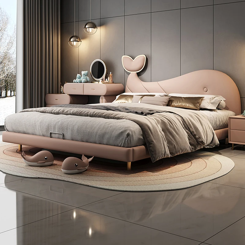 Decoração de luxo crianças camas normal barato simples único personalizado crianças camas design madeira moderno iluminado pour enfants móveis casa