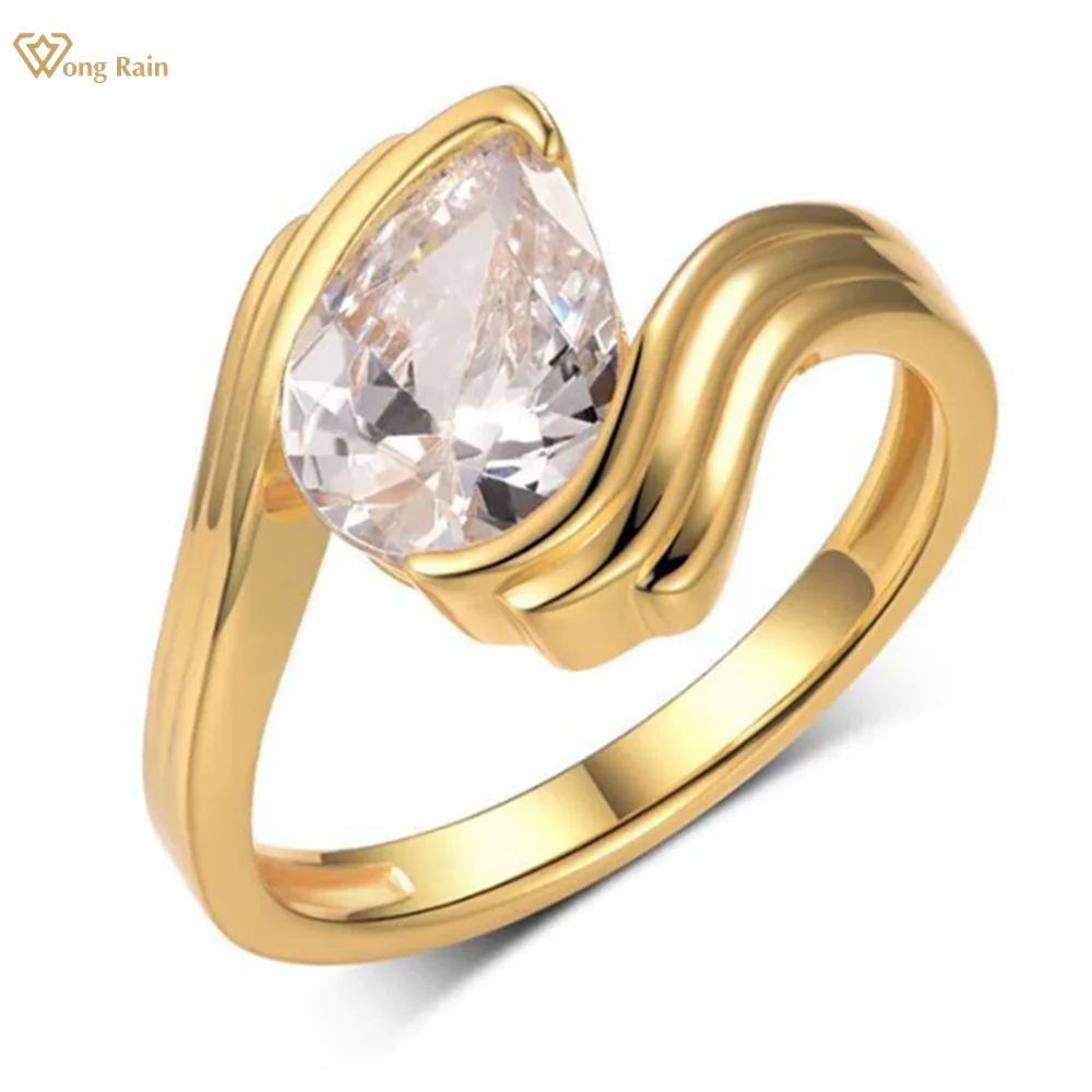 

Wong Rain твердое серебро 925 пробы 3EX VVS1 D Цвет грушевидной огранки 2 карата Настоящий муассанит с бриллиантами Драгоценные камни Женские кольца Изящные ювелирные изделия Подарки