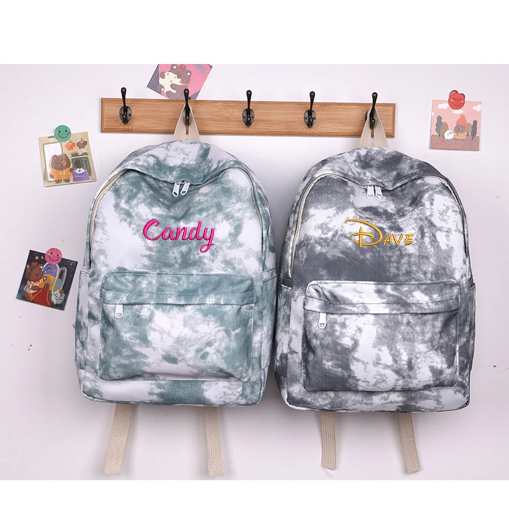 

38cm Large Capacity Nylon Bag Custom Embroideried Name Student Fashion School Bags Personalized Gift Backpack Travel Bag