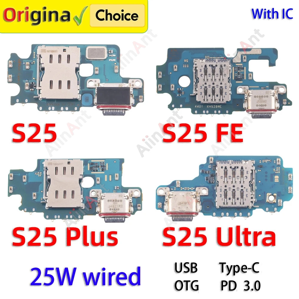 USB Mic Board Dock Charger Connector Charging Port Flex Cable For Samsung Galaxy S25 Ultra Plus FE Edge S936N S938B S931B S931N