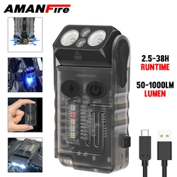 Amanfire V20 EDC Keychain Light High Power Mini Torch Portable UV Beep Flash Lamp