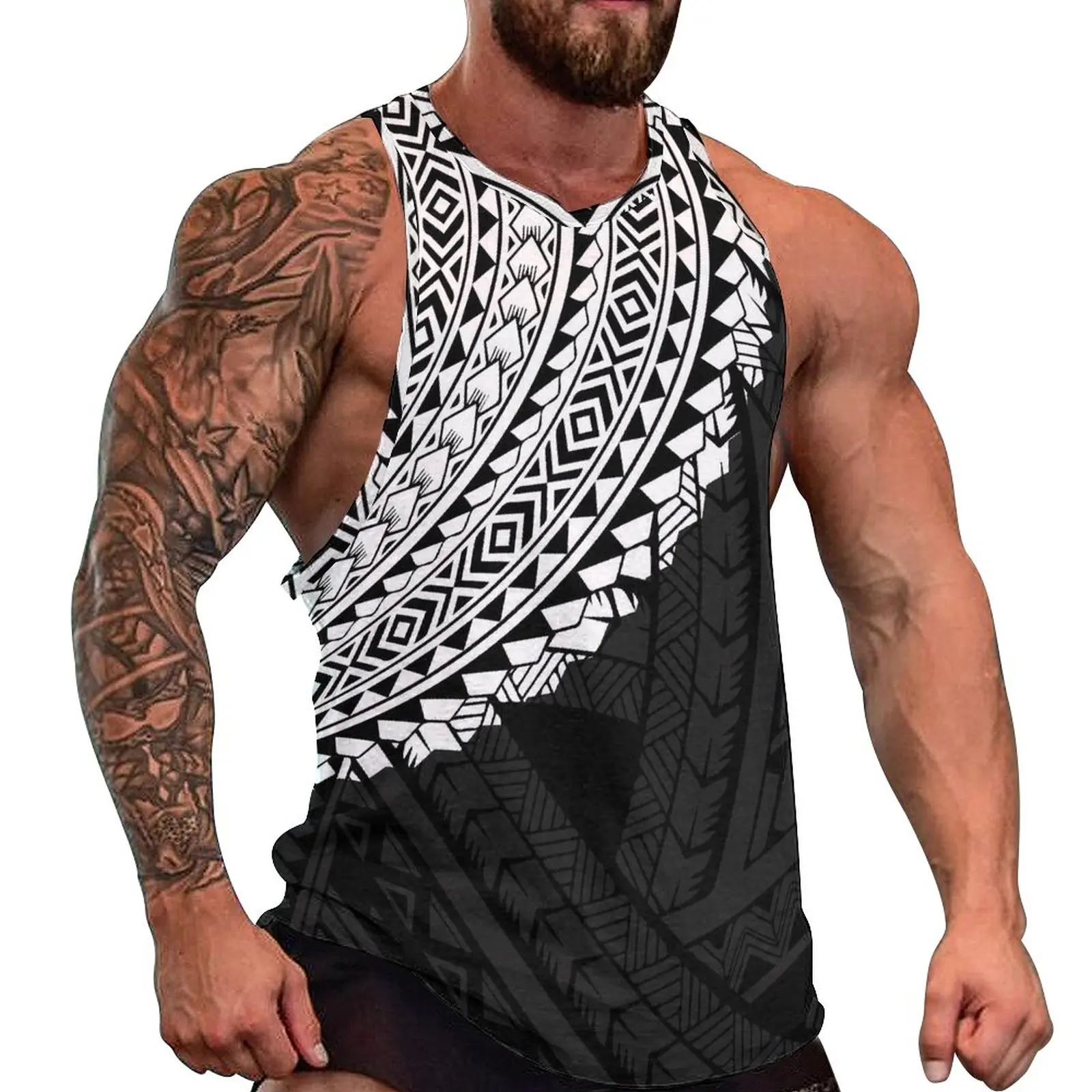 Polynesian Tribal Tank Tops Samoan Men Singlets Island Wear