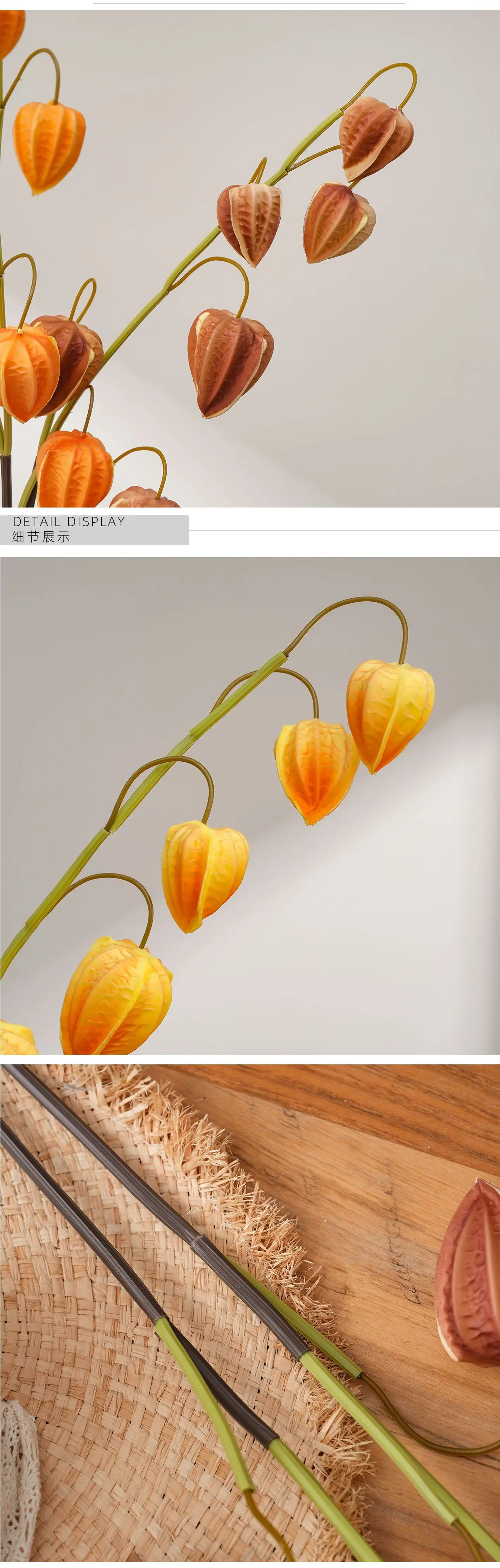 5 Stück Künstliche PU 6-Kopf-Laternenfrucht-Blumen Hochzeitstischdekoration Partytisch-Blumenarrangement Wohnaccessoires – Detail 8