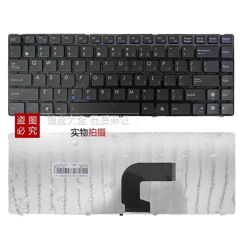 For ASUS K43S A43S K43SJ K43SA A43SA Notebook Laptop Keyboard Replacement with Curved Cable