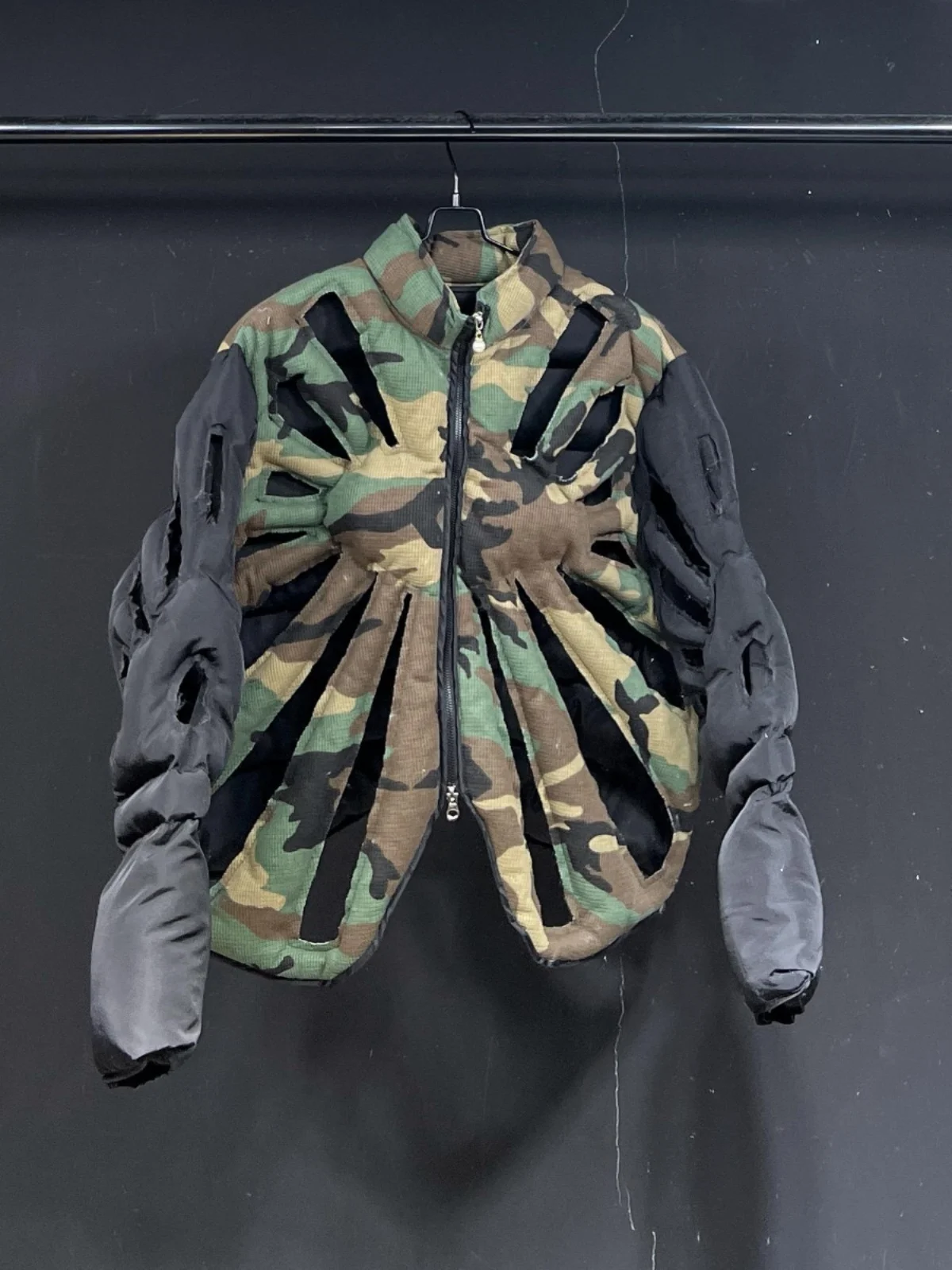 Spring Summer New Original Design Hollow out Camouflage Men's Cotton Jacket Long Sleeve Stand Collar Vest Loose Fit Breathable