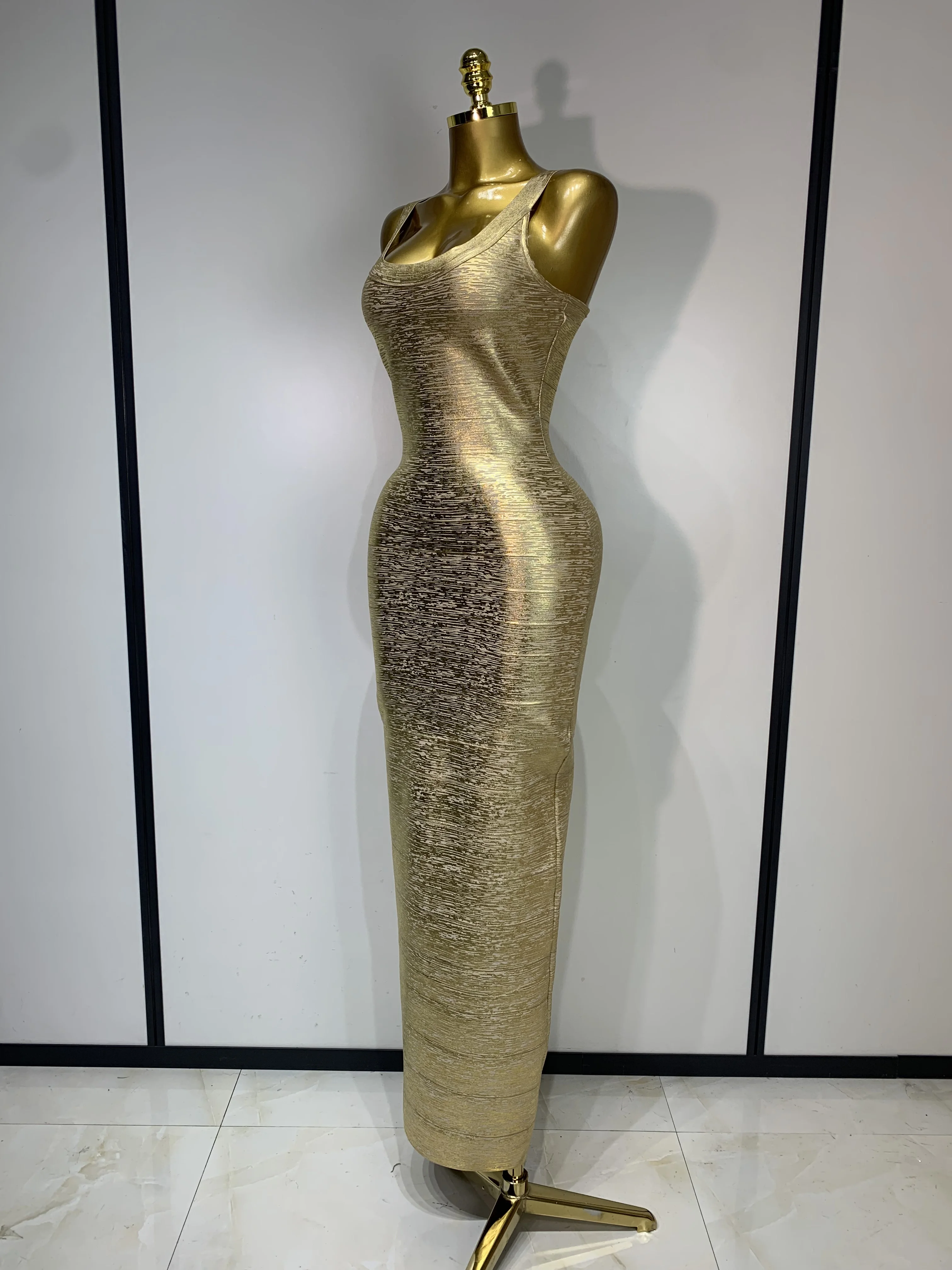 gold bodycon bandage dress MIDORI METALLIC MINI BANDAGE DRESS