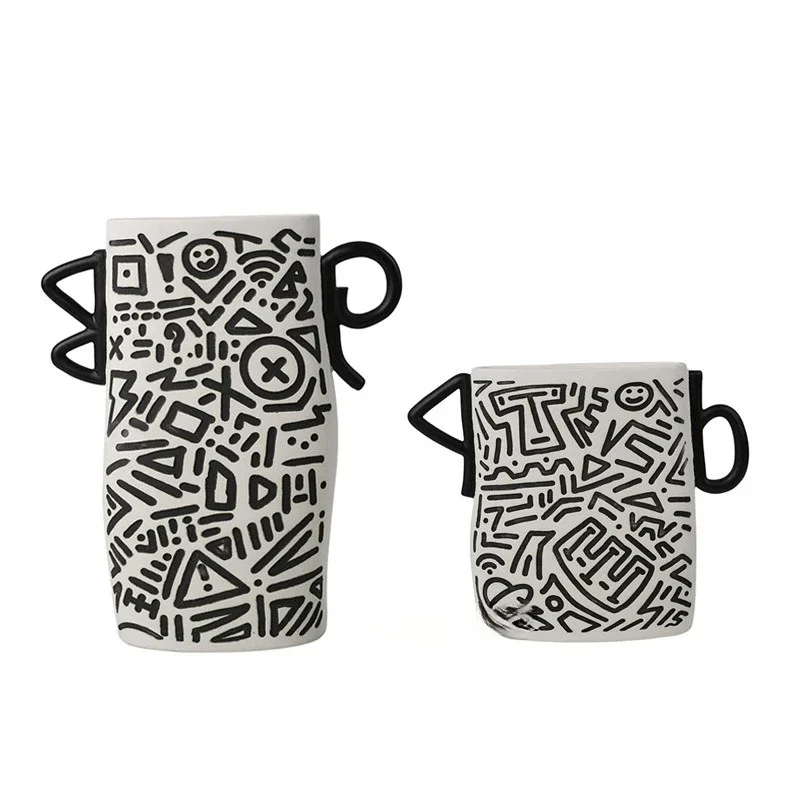 مزهرية سيراميك حديثة وبسيطة، نموذج منزلي، أدوات زهور مجففة، زينة لطاولة الطعام الناعمة