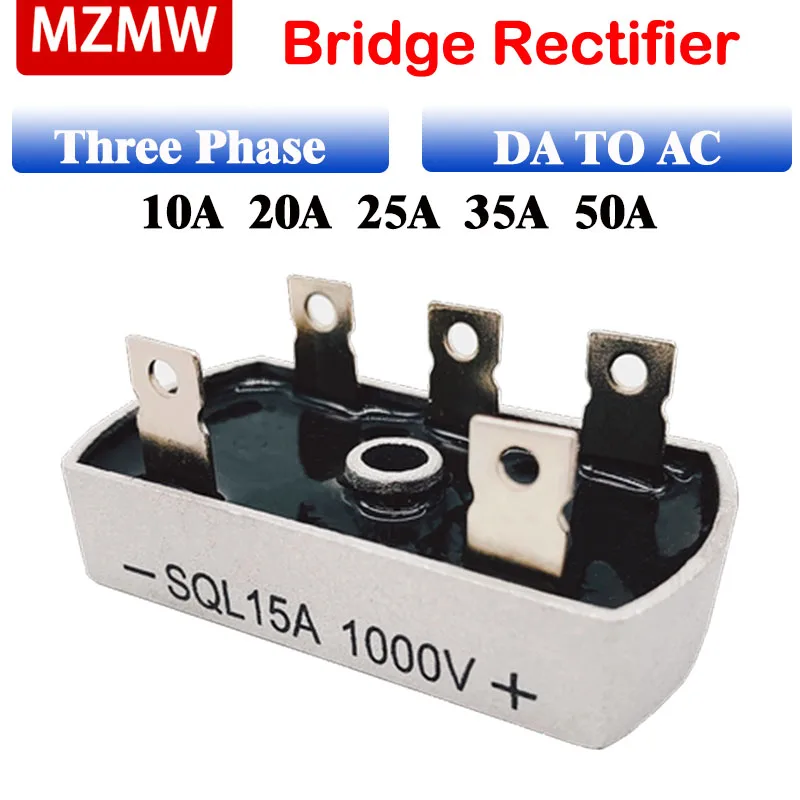 MZMW Three Phase Rectifier Bridge Diode Module Aluminum Metal Case 10A 20A 25A 35A 50A 1000V SQL5010 SQL2010 SQL3510 SQL-1010