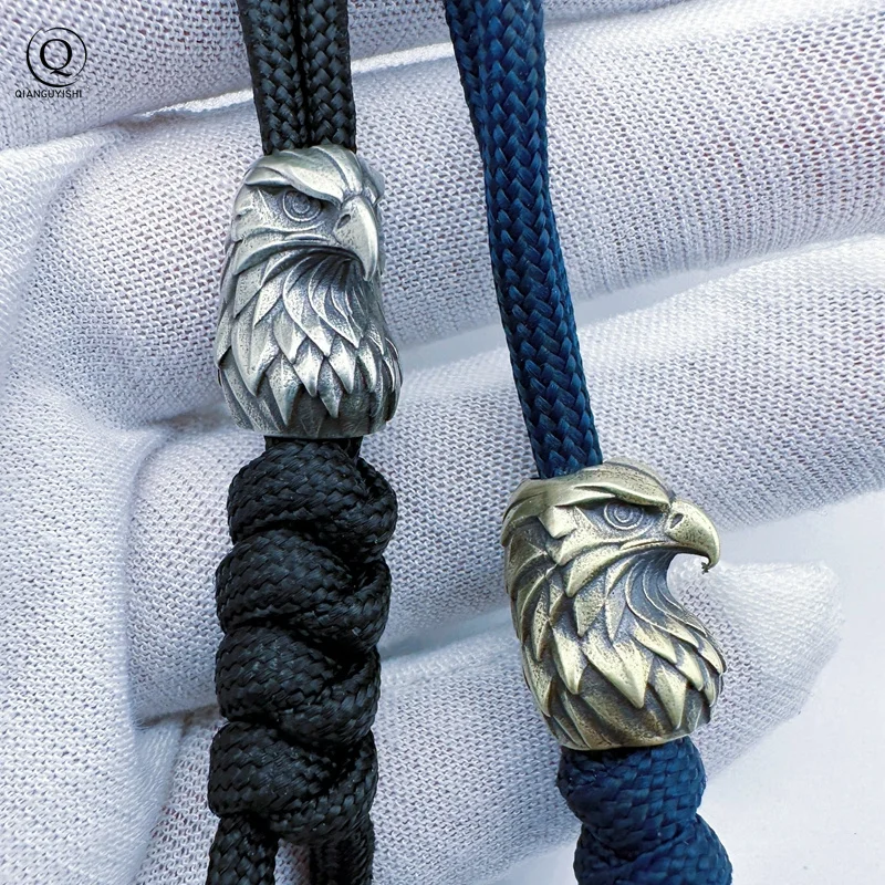 Eagle Head Sculpture Brass Knife Beads EDC Outdoor DIY Paracord Woven Bracelets Accessories Survival Flashlight Lanyard Pendants