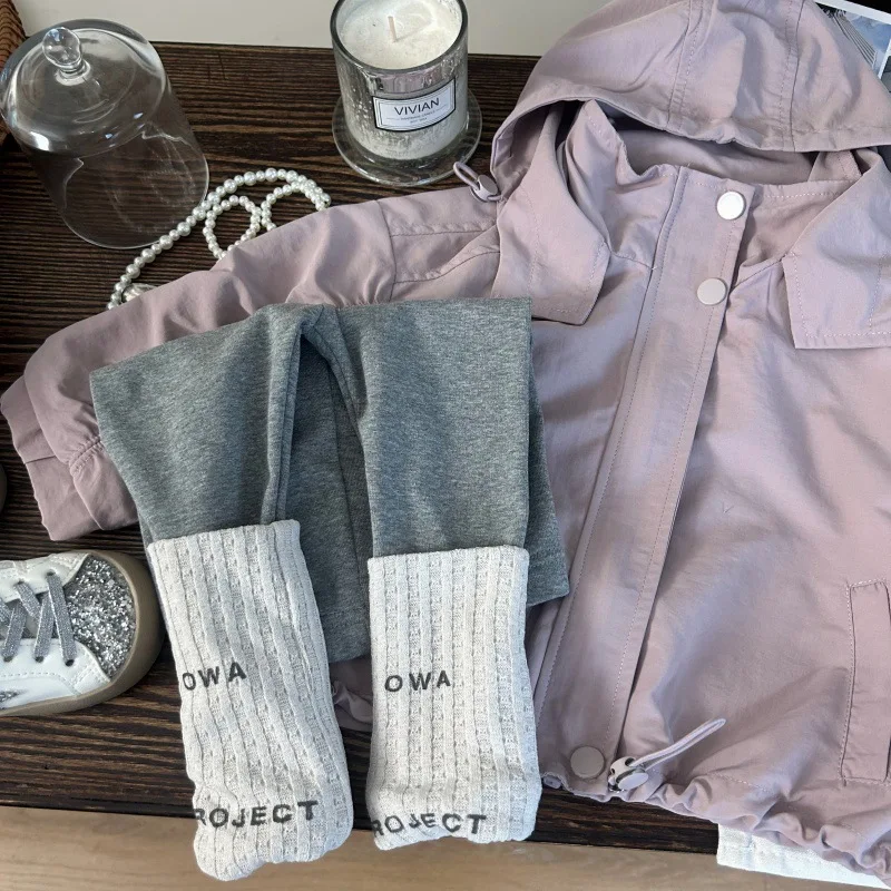 النسخة الكورية ملابس الأطفال الخريف الفتيات هرع سترة الأطفال النمط الأجنبي كومة الجوارب قاع السراويل 2 قطعة مجموعة