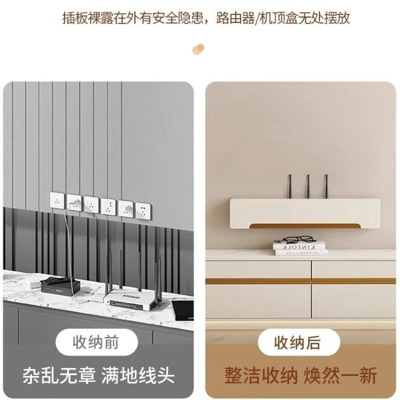 Premium Sturdy No-Drill Wall-Mounted Router & Modem Storage Box with Cable Management, Concealment Organizer for WiFi & Socket