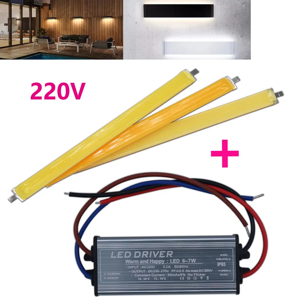 

A Set LED Hard Filament+LED Constant Current Driver 6-7W DC220V 30mA White LED Tube Outdoor Lighting Wall Lamp Sconce Fixtures