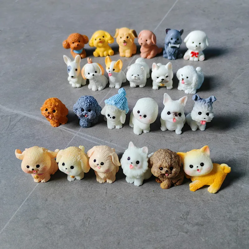 12pc Cute Small Dog Puppy Animal Decoration Resin Craft Miniature Figure Tiny for Bonsai Microlandscape Fairy Garden Decor