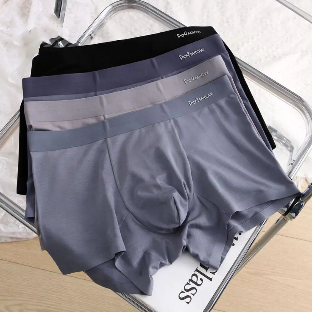 

4Pcs Simple Modal Men's Flat Panties Large Size Elastic Sporty Boxers Shorts Underpants Seamless Men's Underwear Gifts