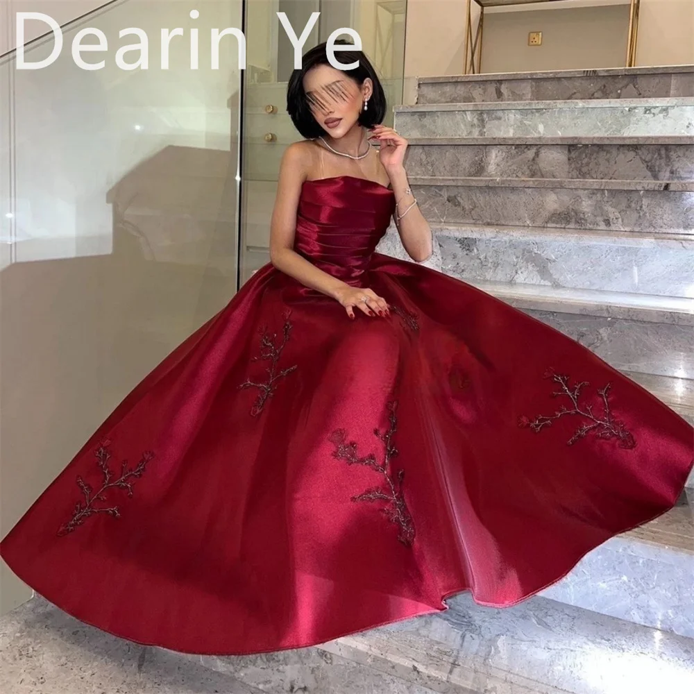 Customized Evening Dress Formal Dearin Strapless A-line Floor Length Skirts Embroidery Bespoke Occasion Dresses Prom Gown Saudi