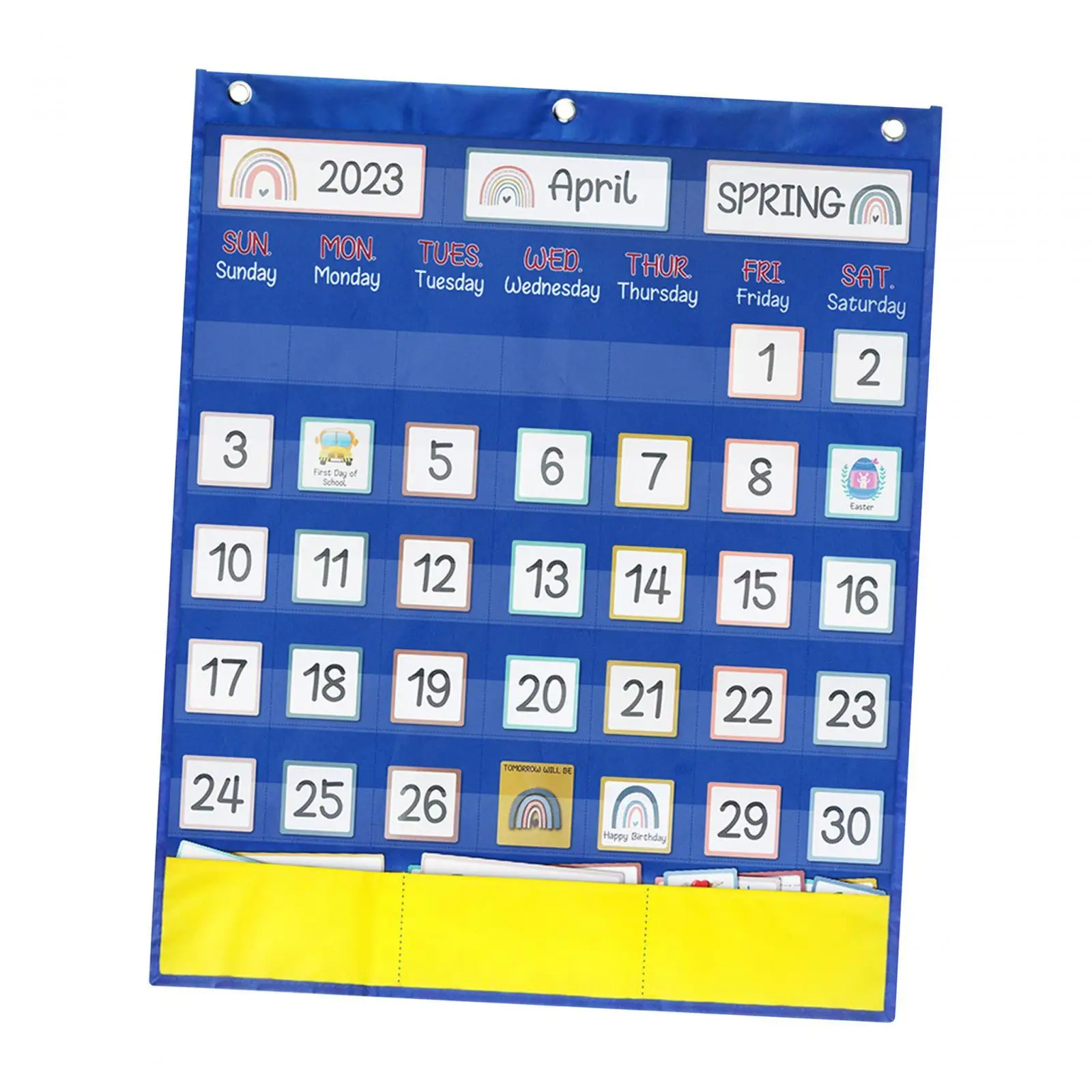 Calendar Pocket Chart Wall Calendar 20.08inchx23.62inch Homeschool Back Classroom Calendar