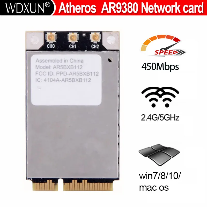 Atheros AR5BXB112 AR9380 carte touristes-bande stérilisation 11N PCI-E 450M lien pour Mac Pro wifi carte PPD-AR5BXB112