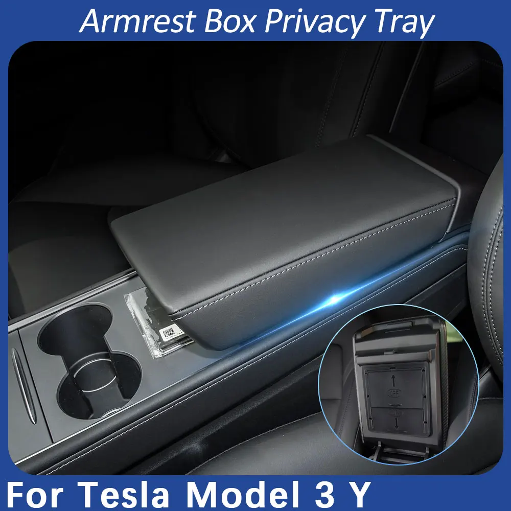 Car Armrest Private Box For Tesla Model 3 Model Y 2017-2023 Organizer Concealed Storage Box Hidden Case Secret Tray Accessories