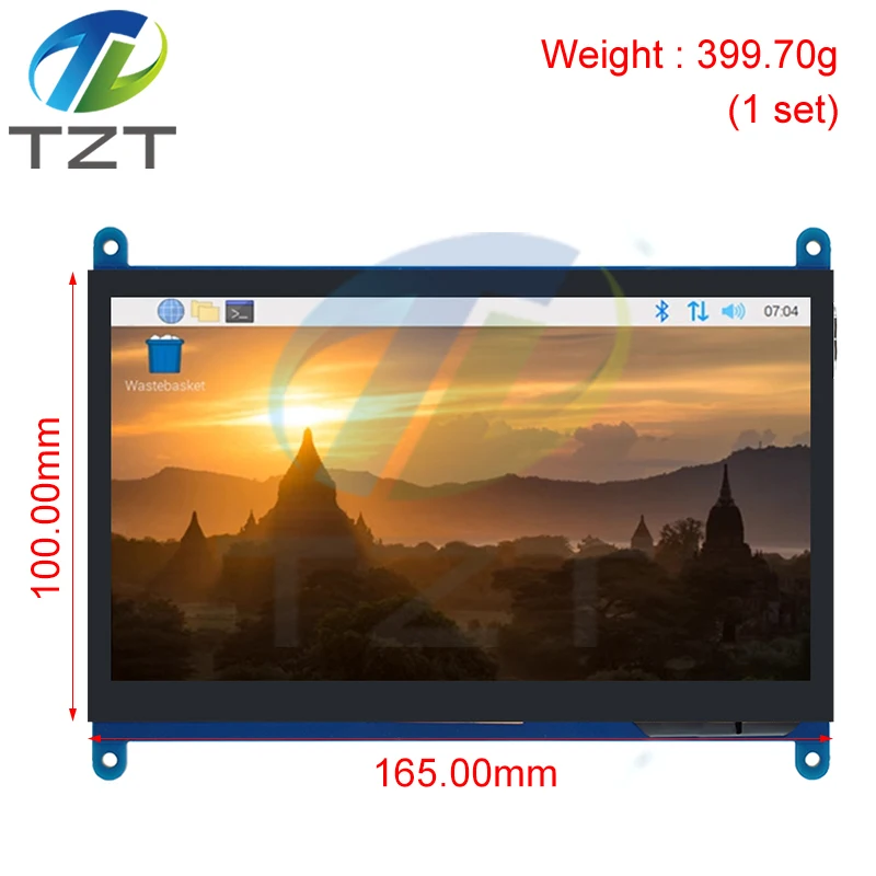 TZT 7 inch LCD Display HDMI-compatible Touch Screen 800x480 Resolution Capacitive Touch Screen Support Systems For Raspberry Pi