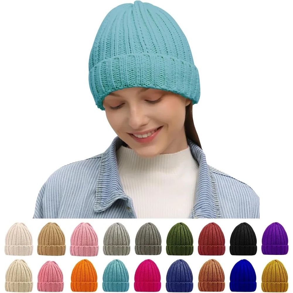 

Winter Hats for Women Warm Thick Soft Stretch Cable Knit Beanie Skully Cap for Cold Weather