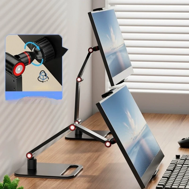 Portable Monitor Stand for Display Screens with 16-inch Secondary Screen Expandable Adjustable Height Retractable Stand