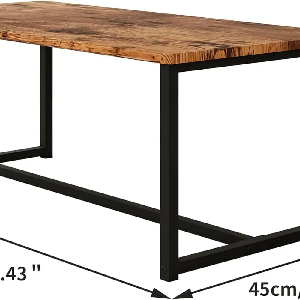 โต๊ะกาแฟในห้องนั่งเล่นทรงสี่เหลี่ยมพร้อมโครงโลหะ ประกอบง่าย สีดำและสีน้ำตาลแบบชนบท