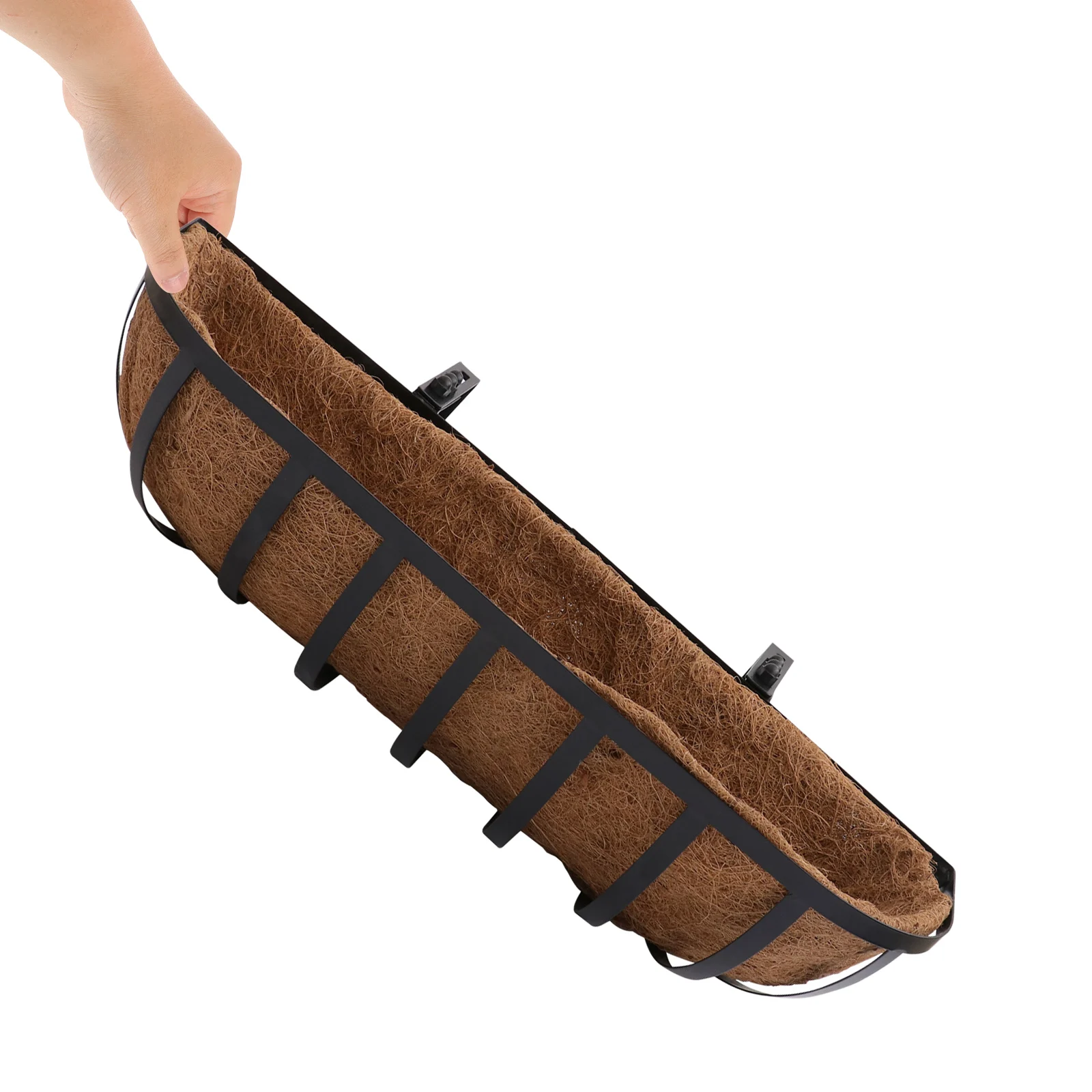 

Подвесная корзина из кокосовой пальмы, светло-коричневый железный контейнер для цветов для настенного украшения для цветов, балкона, сада, в помещении, на открытом воздухе