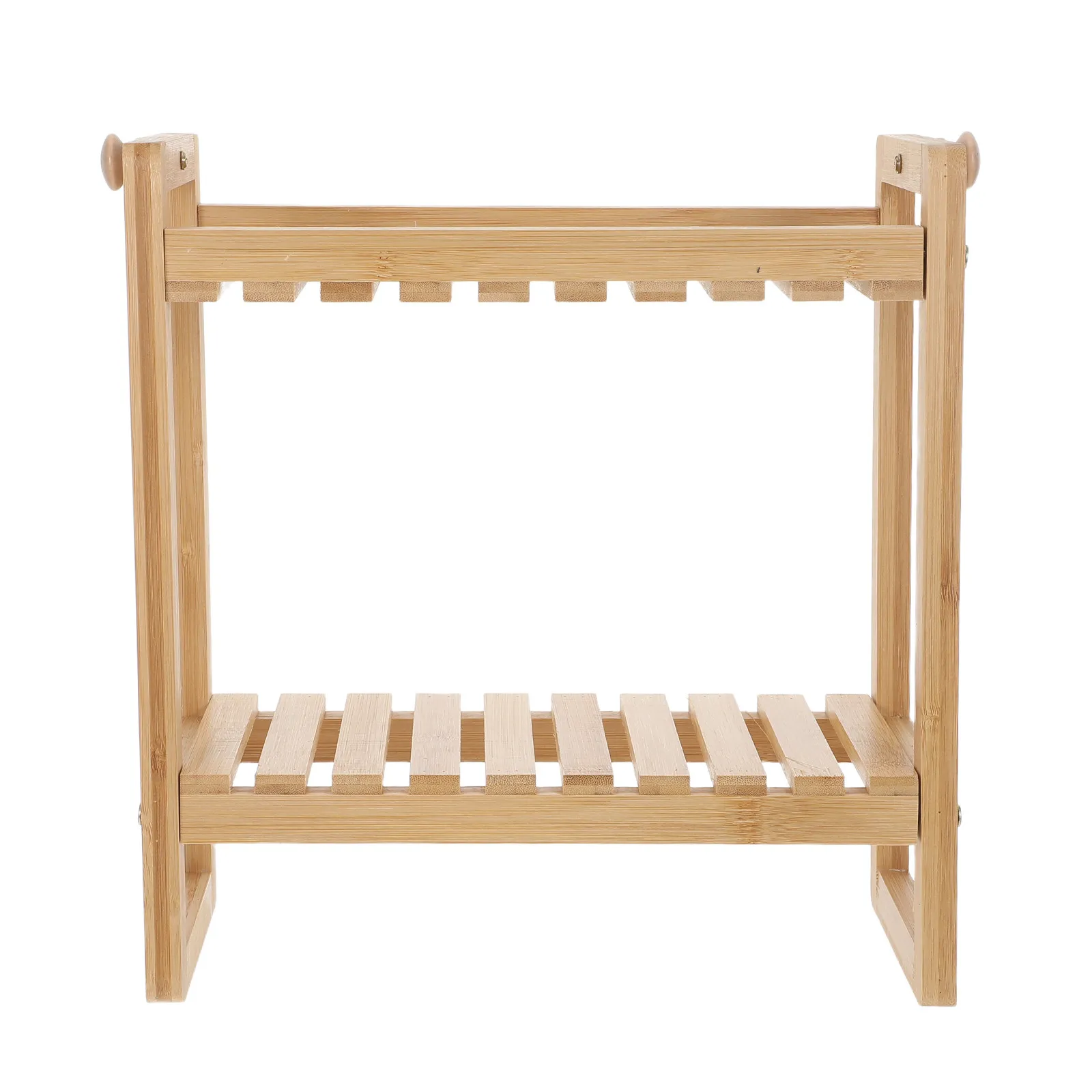 2-Tier Natural Wood Over Toilet Storage Shelf Stable Bathroom Organizer Shelf for Small Space Toiletries Towels Space Saver