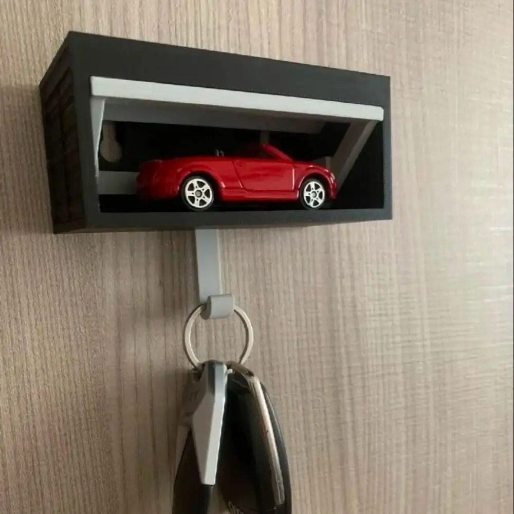 Creative Car Garage Key Holder with Opening Door Multifunctional Wall Mount Key Rack Funny Space-saving Car Key Hook Rack