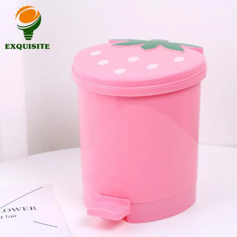 Storage Bucket Easy To Clean Strawberry Bucket Fashion And Beautiful Household Cleaning Utensils Trash Desktop Trash Can Mini