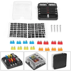 6-Way&12-Way Car Boat Blade Fuse Box Block Holder LED Indicator 12V 32V Auto Marine Waterproof Power Distribution Panel Board