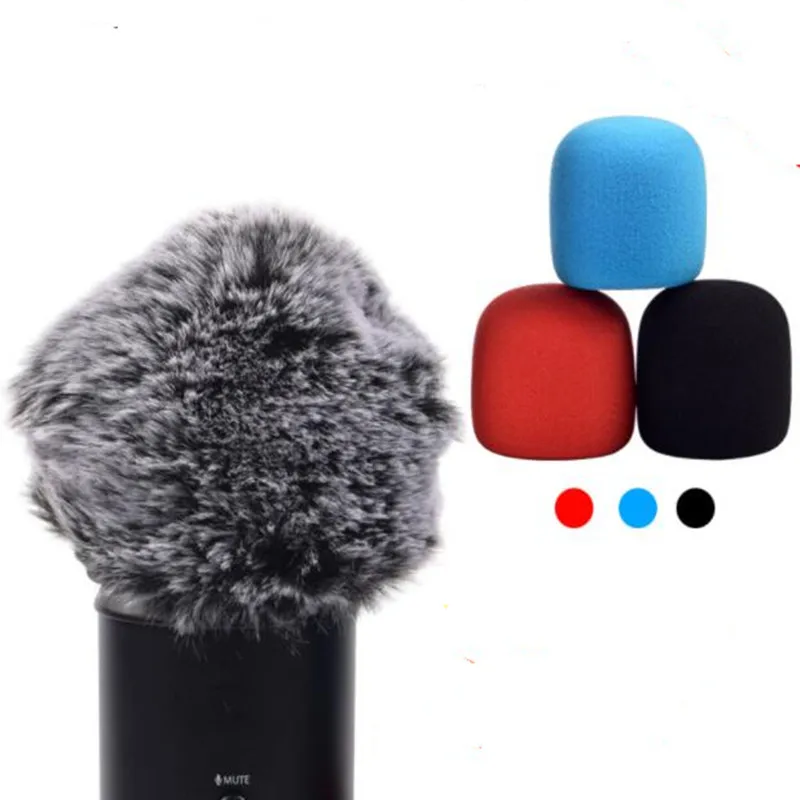 1PC Foam Microphone Windscreen with Furry Windscreen Muff, Mic Wind Cover Pop Filter for Blue Yeti, Blue Yeti Pro USB Microphone