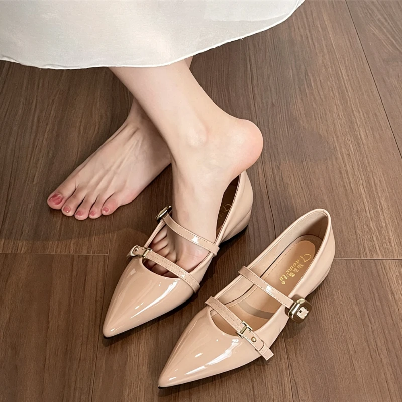 รองเท้าส้นเตี้ยหัวแหลมประดับหั - Women Shoes Elegant บทวิจารณ์และราคา