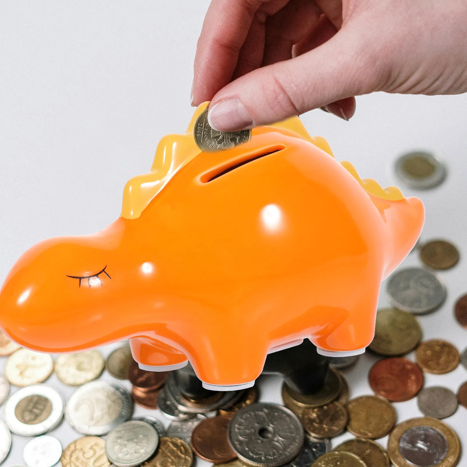 

Cartoon Dinosaur Shape Ceramic Piggy Bank Decorative Coin Container Large Capacity Kids Money Jar Piggy Banks for Children